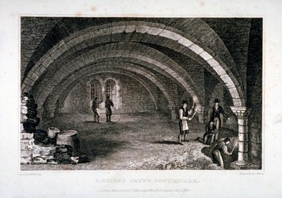 伦敦南华克的圣救世主教堂地下室内景，1830年。                         作者 约翰·舒里
