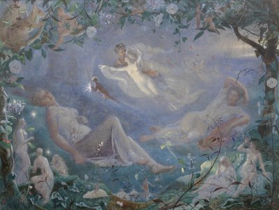 仲夏夜之梦》的场景，1873年。 作者 约翰·西蒙斯