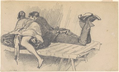 躺在小床上的夫妇，约1874-1877年。 作者 约翰·辛格·萨金特
