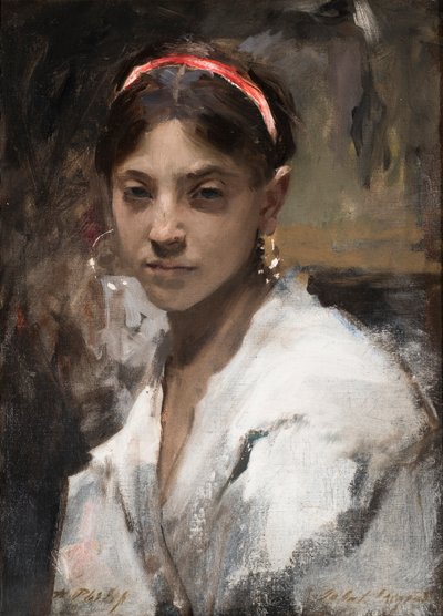 卡普里女孩的头，1878年 作者 约翰·辛格·萨金特