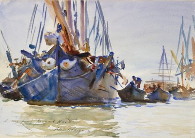 抛锚的意大利帆船，约1904-1907年 作者 约翰·辛格·萨金特