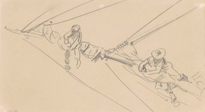 Spar上的男人，c.1876（编织纸上的石墨） 作者 约翰·辛格·萨金特