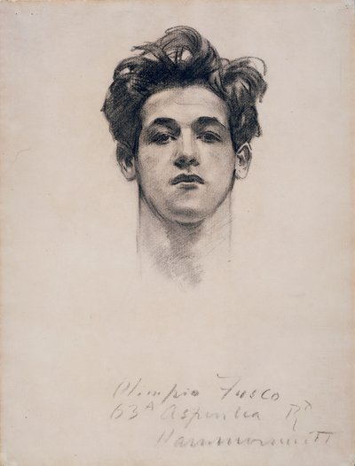 Olimpio Fusco，约1900-10年（纸上的木炭和树桩） 作者 约翰·辛格·萨金特