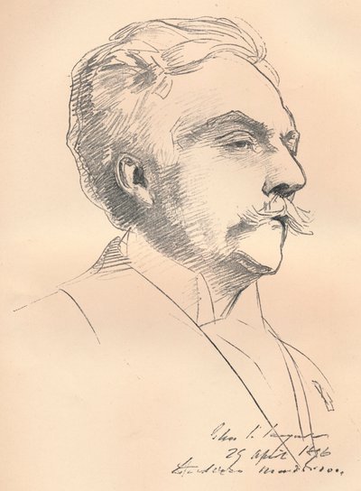 加布里埃尔·福雷（M. Gabriel Faure）的肖像素描，c1889年 作者 约翰·辛格·萨金特