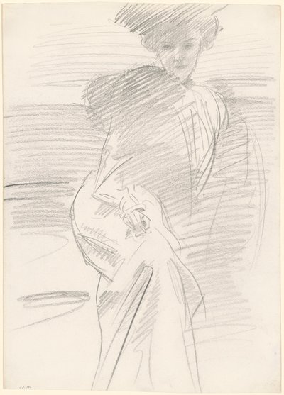 坐着的女人，约1890-1900年。 作者 约翰·辛格·萨金特