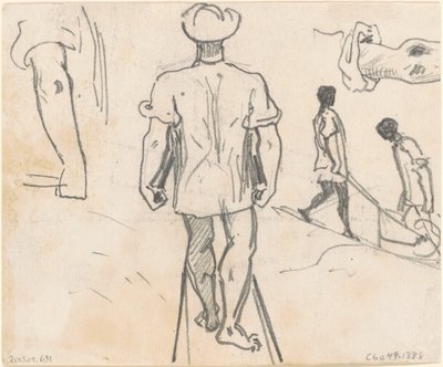 农民与手推车的研究[背面]，1870-1872年。 作者 约翰·辛格·萨金特