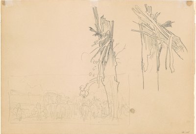 两棵破碎的树，以及《路》的研究[背面]，1918年。 作者 约翰·辛格·萨金特