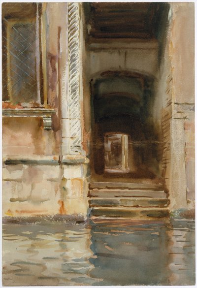 威尼斯通道，c.1905（wc，水粉和白色编织纸上的石墨） 作者 约翰·辛格·萨金特