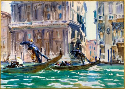 威尼斯大运河的景色，水彩，约翰·辛格·萨金特（John Singer Sargent，1856-1925）（ec.bitter。）1906 年左右巴黎，小皇宫博物馆 - 威尼斯大运河的景色（也称为“在运河上”） . 约翰·辛格·萨金特 (John Singer Sargent) 的水彩画 (1856-1925) (Ameri 作者 约翰·辛格·萨金特