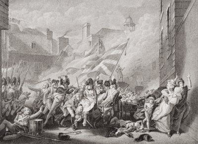 圣赫利尔少校Peirson的死亡，1781年1月8日从法国重新夺回泽西岛，来自“英国和苏格兰历史插图”第二卷 作者 约翰·辛格尔顿·科普利