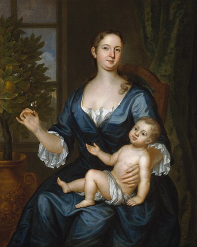 弗朗西斯·布林利夫人和她的儿子弗朗西斯，1729年。 作者 约翰·史密伯特