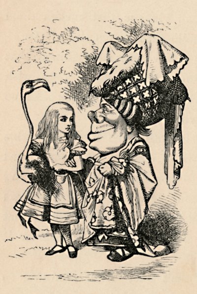 爱丽丝（Alice）背着鹳，与公爵夫人交谈，1889年 作者 约翰·坦尼尔