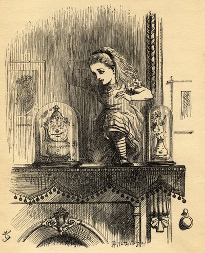 爱丽丝在镜子屋里，来自刘易斯卡罗尔（1832-98）的“穿越镜子”的插图首次出版于1871年 作者 约翰·坦尼尔