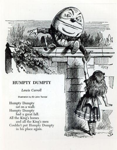 Humpty Dumpty，Lewis Carroll的童谣插图（1832-98） 作者 约翰·坦尼尔