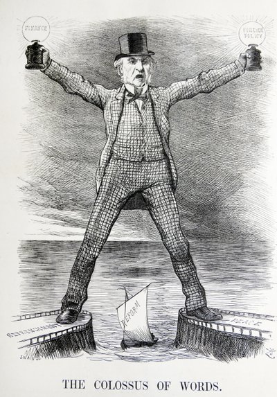 描绘威廉·尤尔特·格莱斯顿 (William Ewart Gladstone) 和本杰明·迪斯雷利 (Benjamin Disraeli) 的政治讽刺作品 作者 约翰·坦尼尔