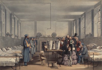 维多利亚女王和阿尔伯特亲王在1855年在查塔姆的布朗普顿医院探访在克里米亚战争中受伤的士兵 作者 约翰·坦尼尔