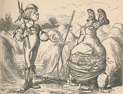 1889年，年轻人与正在倒立的父亲交谈。 作者 约翰·坦尼尔