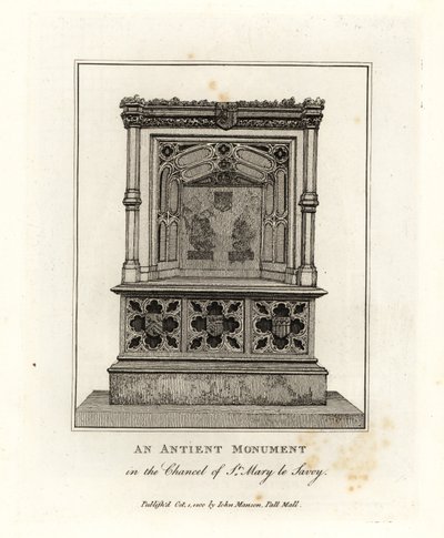 St Mary le Savoy（现在的Savoy Chapel）圣坛中的古代纪念碑 作者 约翰·托马斯·史密斯