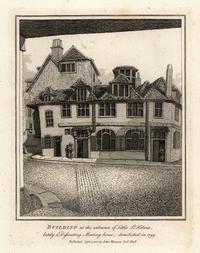 Building at the entrance of Little St Helens, lately a Dissenting Meeting House, demolished in 1799 作者 约翰·托马斯·史密斯