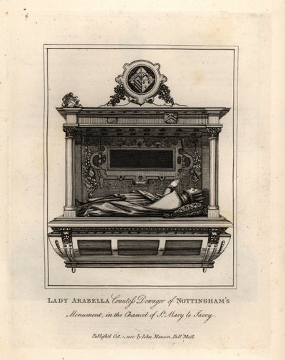 Grave effigy or Lady Arabella, Countess Dowager of Nottingham, in the chancel of St Mary le Savoy 作者 约翰·托马斯·史密斯