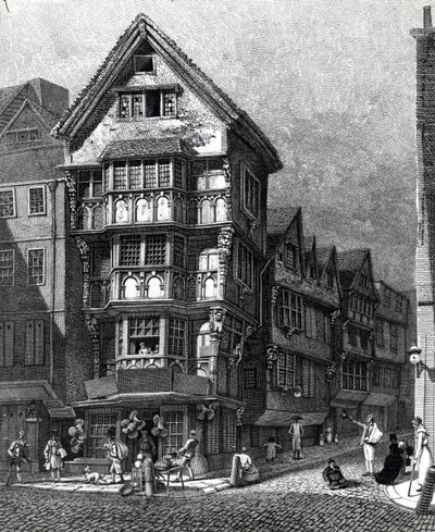 房子最近站在舰队街Chancery Lane的西角，发表于1812年 作者 约翰·托马斯·史密斯