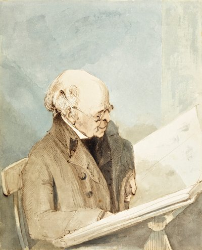 海尔曼的学生泰勒先生，在大英博物馆的印刷室，1820年（wc，笔和墨水在纸上） 作者 约翰·托马斯·史密斯