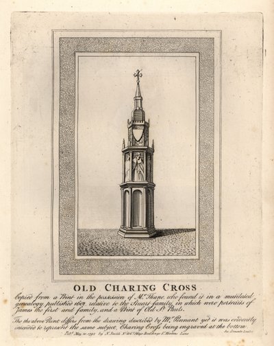 Old Charing Cross, one of 12 medieval Eleanor Crosses, erected in the 1290s until its removal in 1647 作者 约翰·托马斯·史密斯