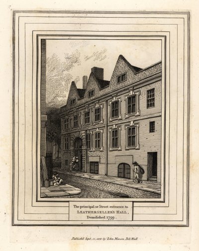 The principal or street entrance to Leathersellers Hall, demolished 1799 作者 约翰·托马斯·史密斯