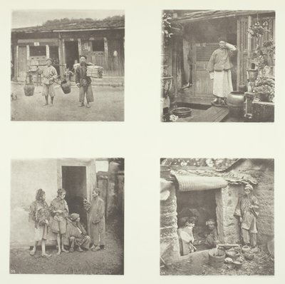福州苦力》、《福州侦探》、《盗贼首领》、《旅居乞丐》，约1868年。 作者 约翰汤姆森