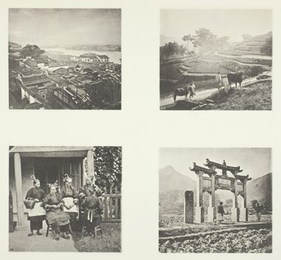 福州外国人居住区的一部分，梯田山，福州田园妇女，一个纪念拱门，约1868年。 作者 约翰汤姆森