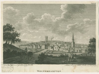 沃尔夫汉普顿（Wolverhampton）-西南景观：版画，[[c 1796] 作者 约翰·沃克