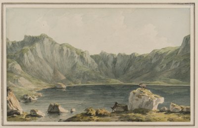Llyn Idwal，关于它的方法来自Llyn Ogwen，Carnarvonshire，1795（纸上写着） 作者 约翰·沃威克·史密斯