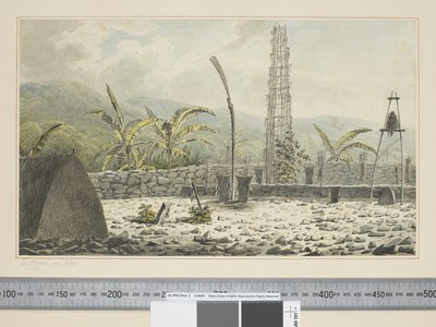 F.17 A Morai，在 Atooi，约 1773-84 年（水彩） 作者 约翰·韦伯