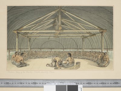 F.7 友好群岛国王Poulaho喝卡瓦，约1773-84年（水彩）。 作者 约翰·韦伯