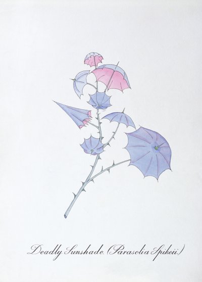 致命遮阳伞 (Parasolia Spikeii.)，插图来自约翰·威尔的《植物学伪书》 作者 约翰·威尔