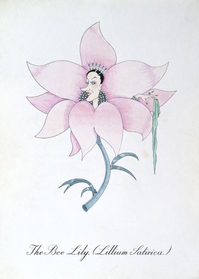 蜜蜂百合（Lillium Satirica.），插图选自约翰-威尔（John Weir）的《植物学怪谈》（The Bogus Book of Botany）。 作者 约翰·威尔