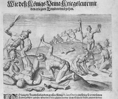 食人族，由Theodor de Bry（1528-98）雕刻 作者 约翰怀特