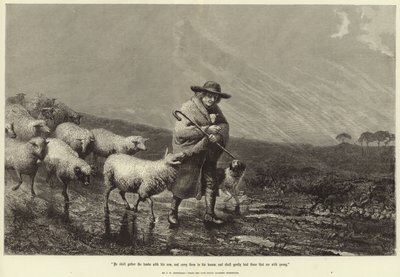 他将用手臂收集羊羔 作者 John William Bottomley