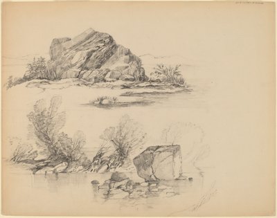 沿着湖岸的岩石[直书]。 作者 约翰·威廉·卡西雷尔