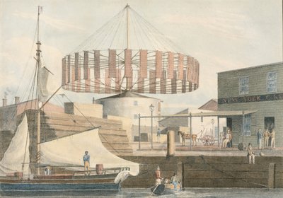 圆形磨坊，纽约国王街，1830年。 作者 约翰·威廉·希尔