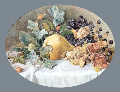 水果静物画，1876年。 作者 约翰·威廉·希尔