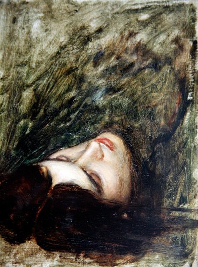 奥菲斯的头像--素描，约 1899-1900 年（木板油画） 作者 约翰·威廉姆·沃特豪斯