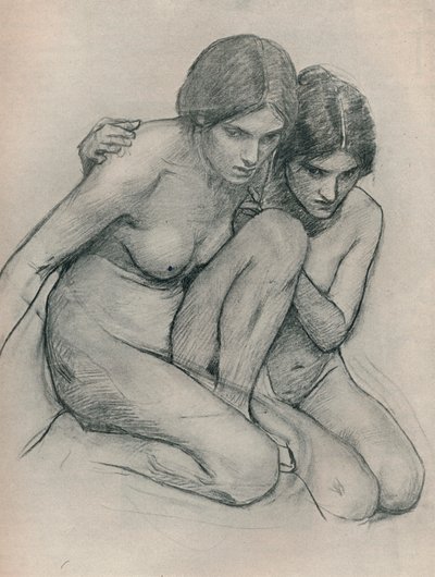 研究若虫寻找奥菲斯的头，c1899年 作者 约翰·威廉姆·沃特豪斯