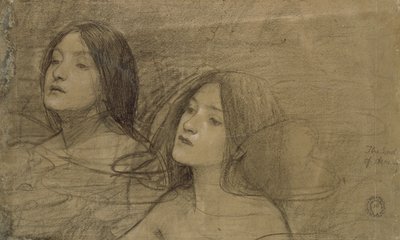 海拉斯和仙女》的两个仙女研究，约1890年代 作者 约翰·威廉姆·沃特豪斯