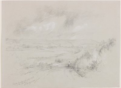 海顿大桥，距离兰利城堡（bc und pencil on paper） 作者 约翰·威尔逊·卡迈克尔