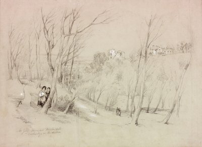 Grey先生的房子和Dilston Hall，远处的Corbridge（身体颜色和铅笔在纸上） 作者 约翰·威尔逊·卡迈克尔