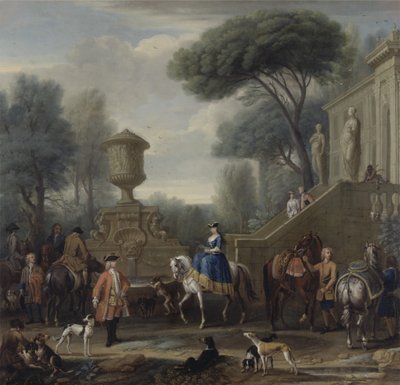 为狩猎做准备，c.1740-50（布面油画） 作者 约翰·伍顿