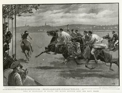 月光在马耳他的Polo，陆军和海军队之间的比赛 作者 John after Charlton