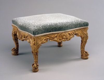 凳子，c.1757（石灰木，镀金和室内装潢） 作者 约翰·阿特·瓦迪