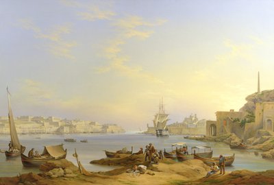 大港口，瓦莱塔，马耳他，1850年 作者 约翰或乔瓦尼·施兰兹